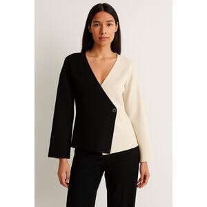 & Other Stories Stockholm Atelier Colorblock Wrap black & cream Cardigan XS